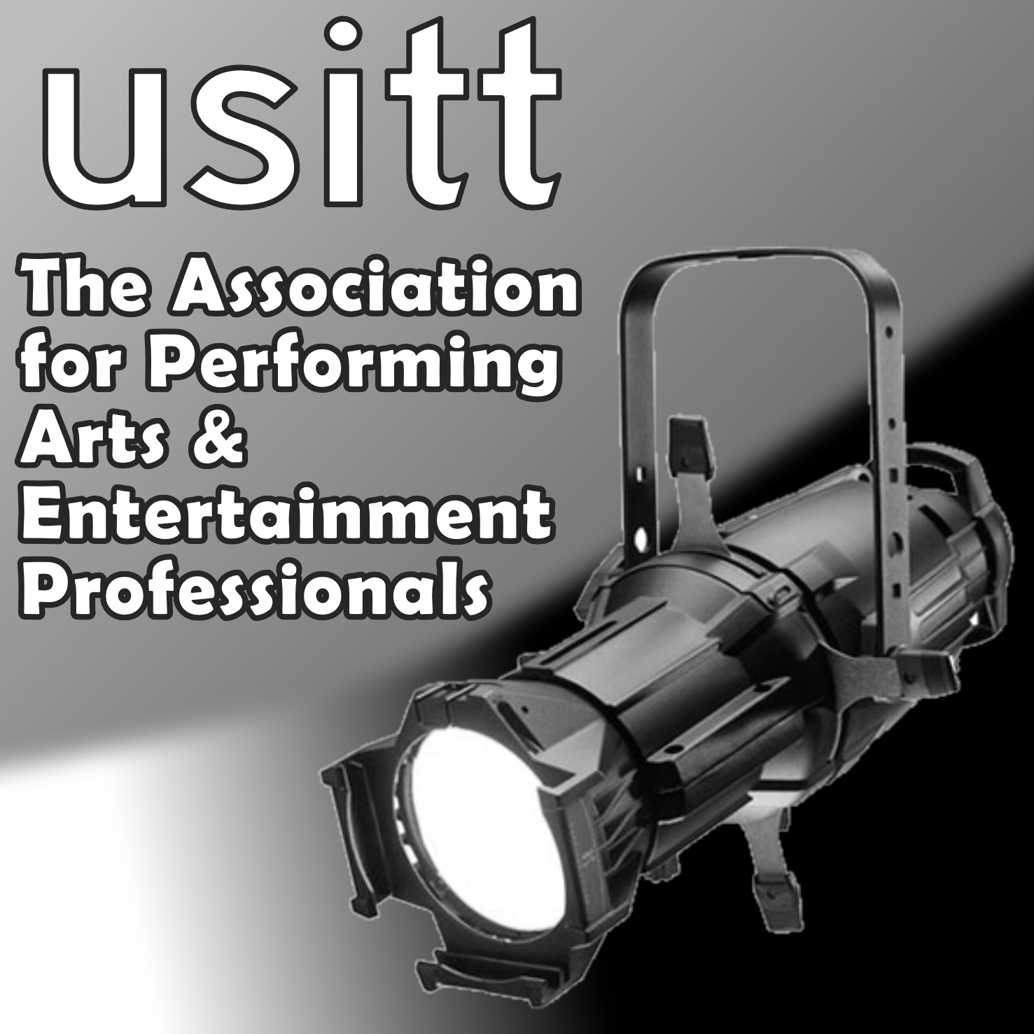 The image of the USITT motto and a Source Four light